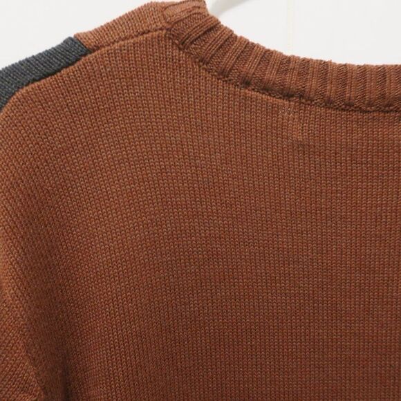OSCAR DE LA RENTA vintage mens sweater knit brown Large block cotton grandpa pul - Picture 5 of 11